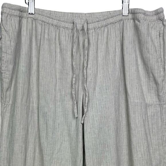 Merona Women XXL Linen Blend Wide Leg Drawstring Thin Blue/White Striped Pants - Picture 1 of 10